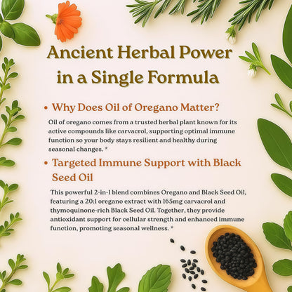Micro Ingredients Oil of Oregano Softgels, 300 Count | 2 in 1 Formulated with Black Seed Oil, 4X Strength Carvacrol & Thymoquinone | Plant Based, Non-GMO, & Immune Support
