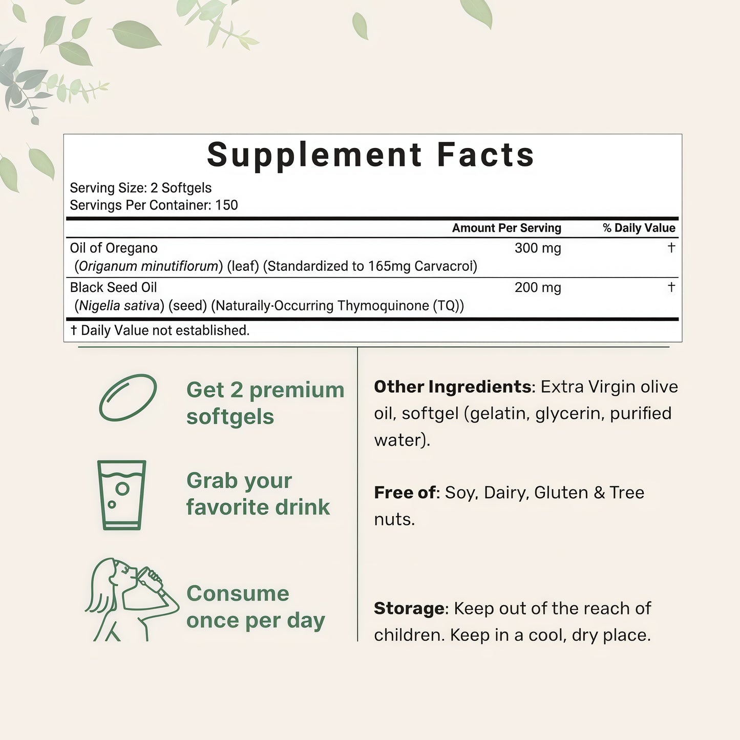Micro Ingredients Oil of Oregano Softgels, 300 Count | 2 in 1 Formulated with Black Seed Oil, 4X Strength Carvacrol & Thymoquinone | Plant Based, Non-GMO, & Immune Support